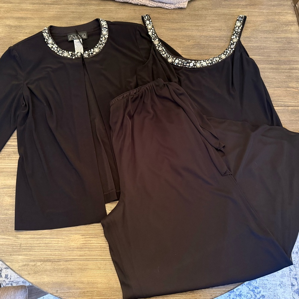Alex Evenings Black Embellished Three Piece Set